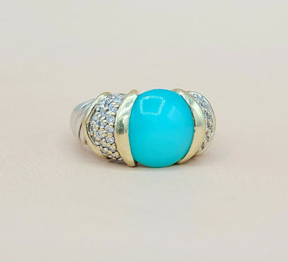 David Yurman Capri Aqua Chalcedony & Diamond Ring 