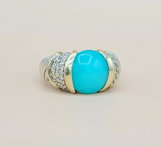 David Yurman Capri Aqua Chalcedony & Diamond Ring 