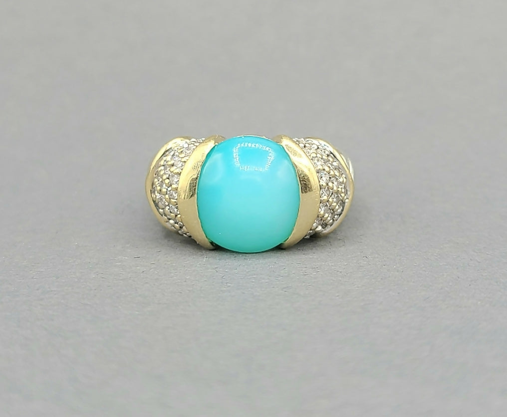 David Yurman Capri Aqua Chalcedony & Diamond Ring 