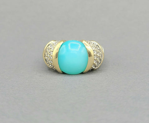 David Yurman Capri Aqua Chalcedony & Diamond Ring 