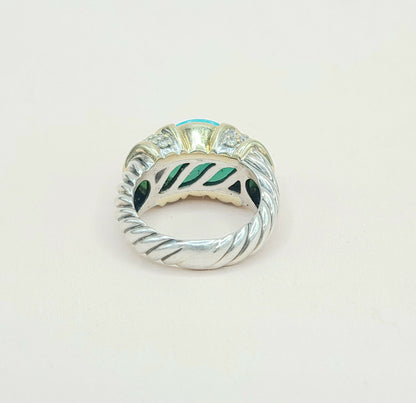 back view David Yurman Capri Aqua Chalcedony & Diamond Ring 