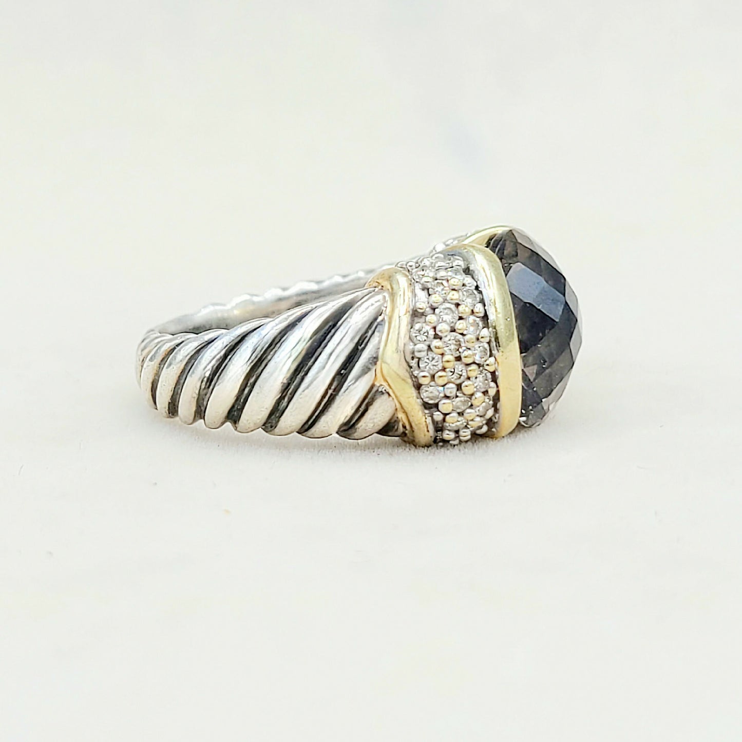 20241123_082441David Yurman Capri Ring With Smoky Quartz Gold And Diamonds