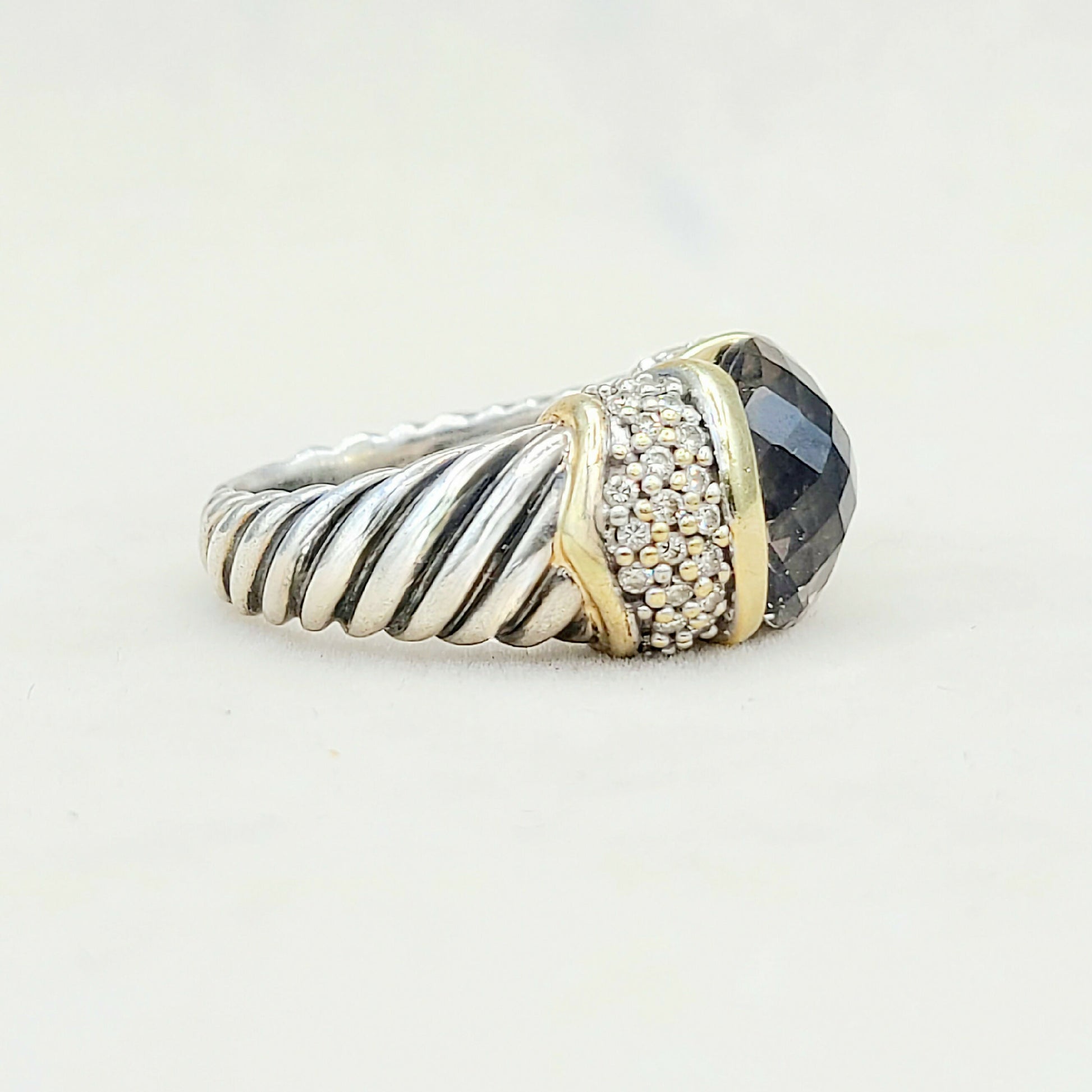 20241123_082441David Yurman Capri Ring With Smoky Quartz Gold And Diamonds