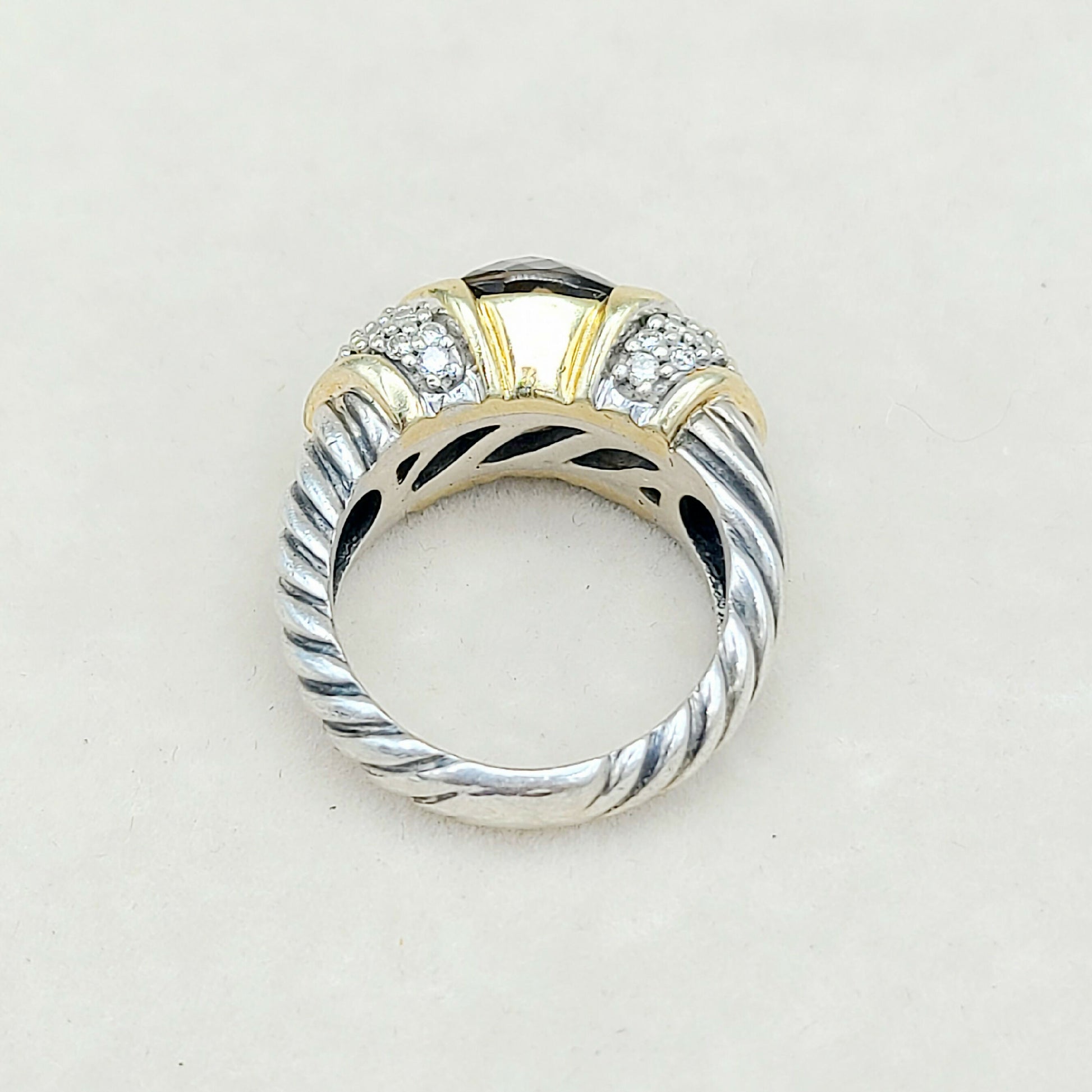 David Yurman Capri Ring With Smoky Quartz Gold And Diamonds