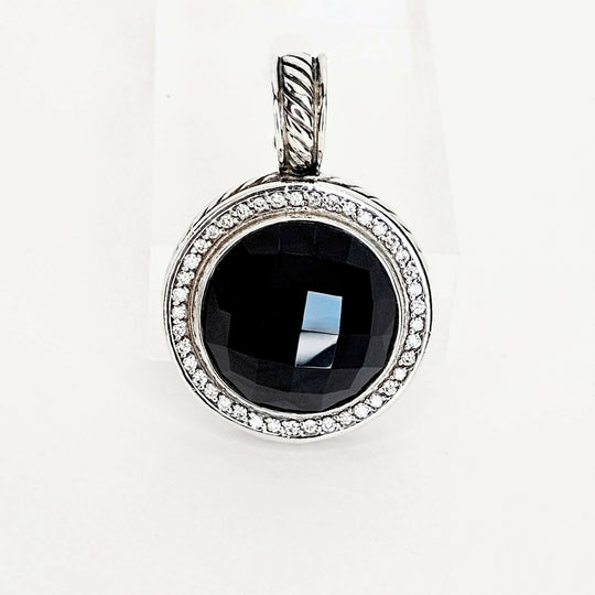 David Yurman Cerise 18mm Black Onyx & Diamond Pendant | AYW Luxury