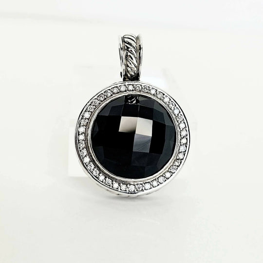 David Yurman Cerise 18mm Black Onyx & Diamond Pendant | AYW Luxury