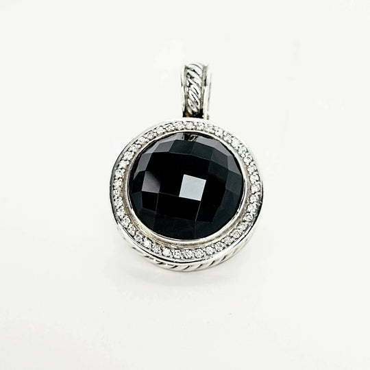 David Yurman Cerise 18mm Black Onyx & Diamond Pendant | AYW Luxury