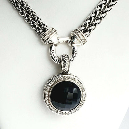 David Yurman Cerise 18mm Black Onyx & Diamond Pendant | AYW Luxury