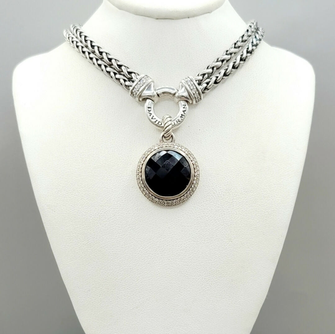 David Yurman Cerise 18mm Black Onyx Diamond Pendant Enhancer
