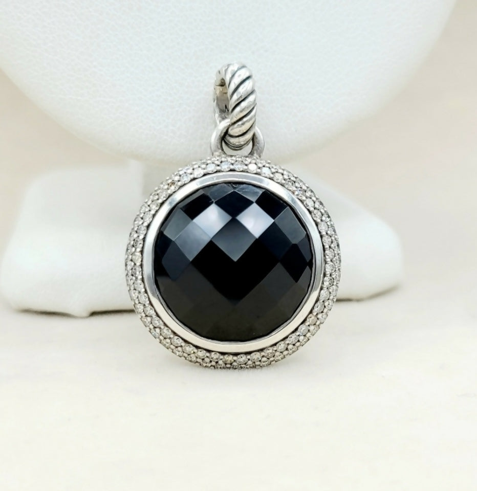 David Yurman Cerise 18mm Black Onyx Diamond Pendant Enhancer