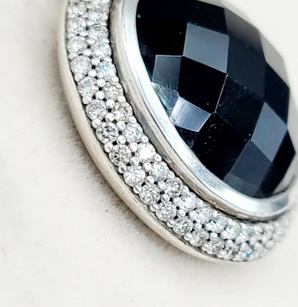 David Yurman Cerise 18mm Black Onyx Diamond Pendant Enhancer