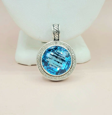  David Yurman Cerise Blue Topaz & Diamond Pendant Enhancer