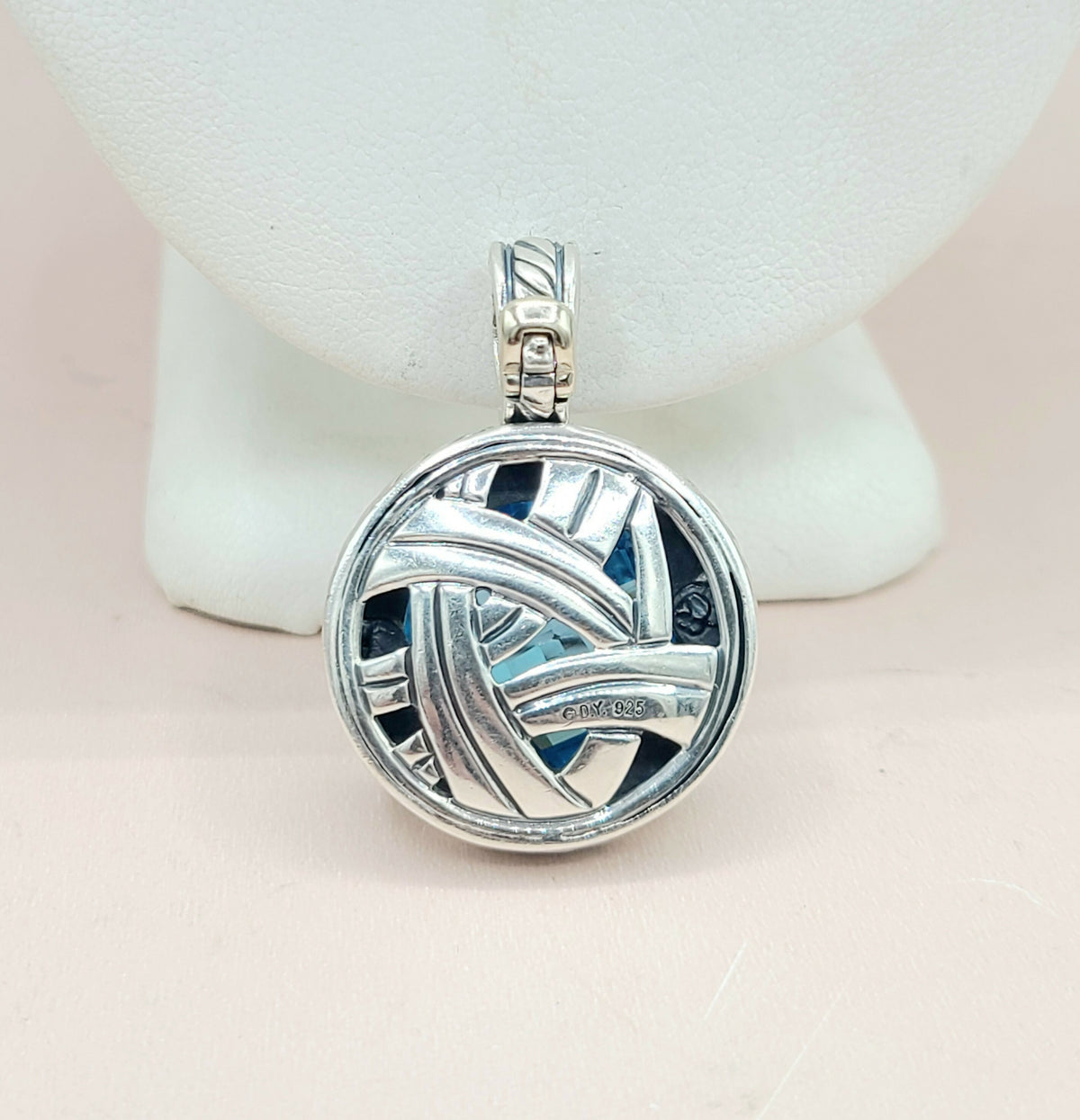 David Yurman Cerise Blue Topaz & Diamond Pendant Enhancer