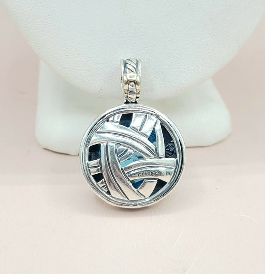  David Yurman Cerise Blue Topaz & Diamond Pendant Enhancer