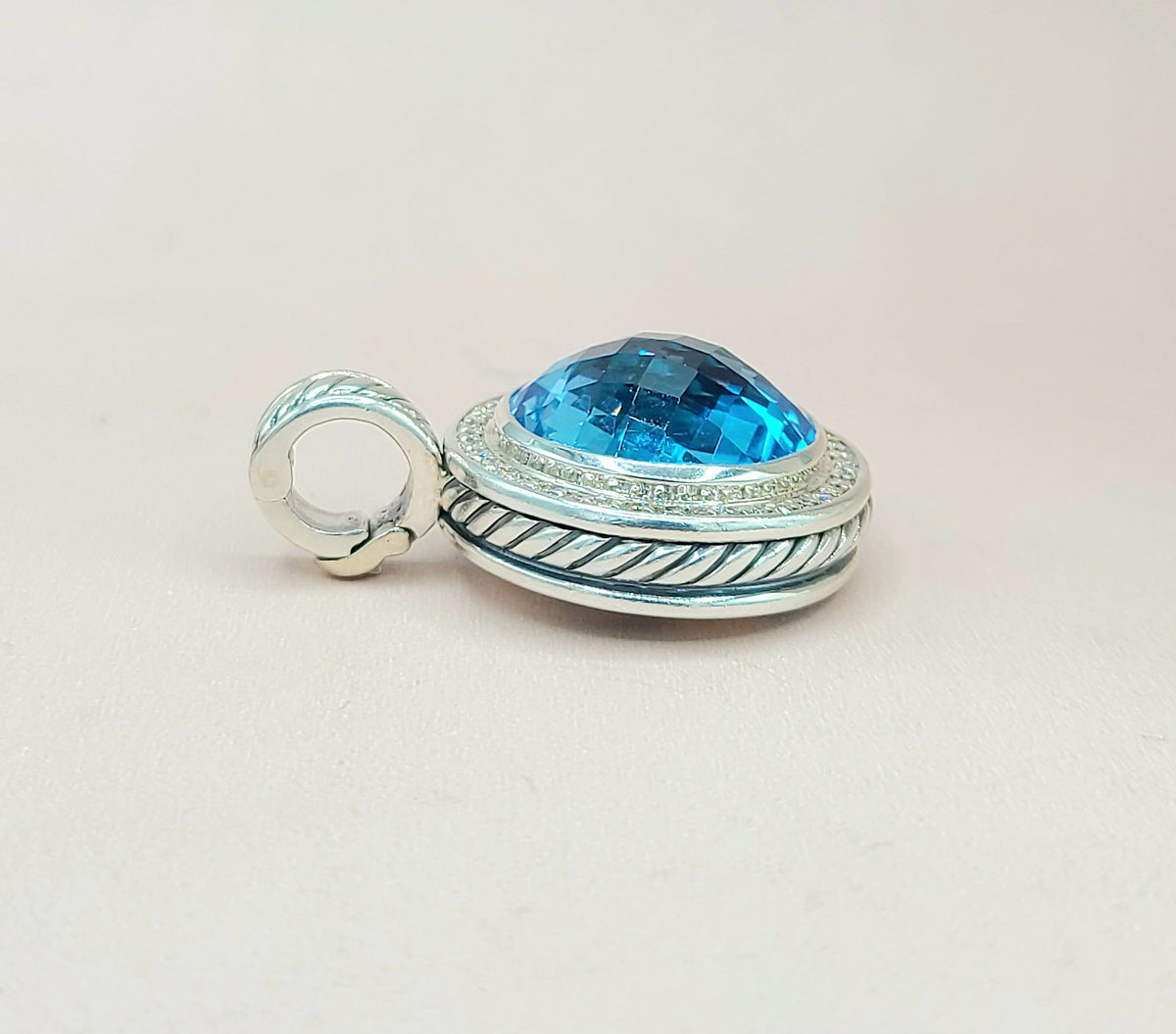  David Yurman Cerise Blue Topaz & Diamond Pendant Enhancer