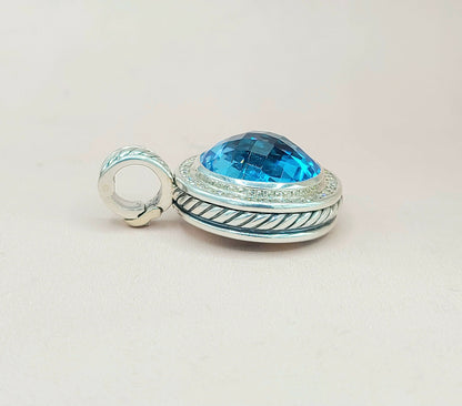  David Yurman Cerise Blue Topaz & Diamond Pendant Enhancer