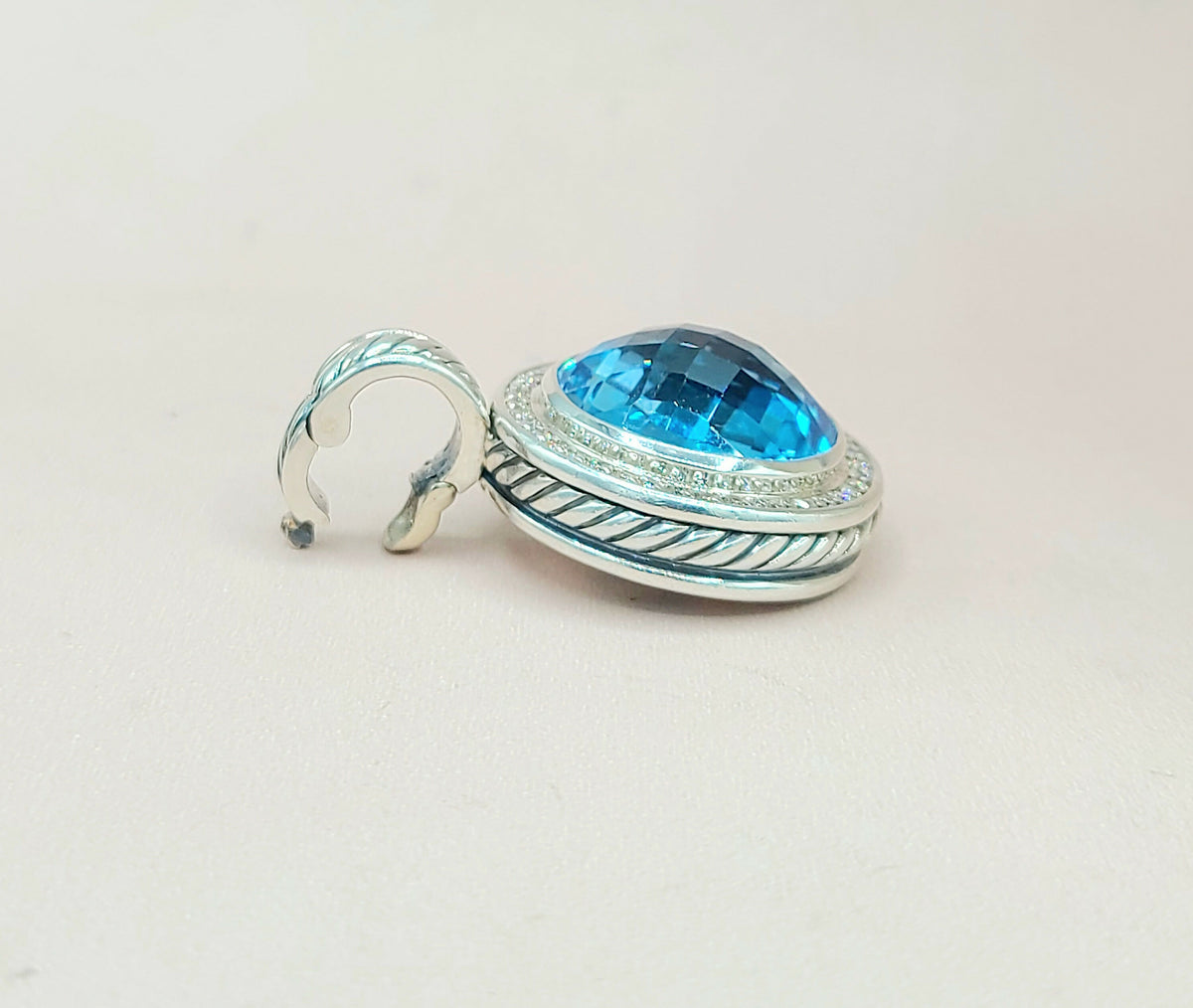  David Yurman Cerise Blue Topaz & Diamond Pendant Enhancer