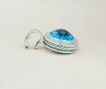  David Yurman Cerise Blue Topaz & Diamond Pendant Enhancer