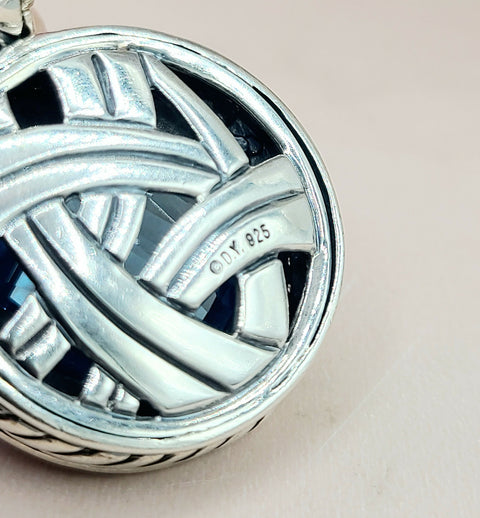  David Yurman Cerise Blue Topaz & Diamond Pendant Enhancer