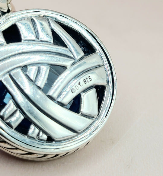  David Yurman Cerise Blue Topaz & Diamond Pendant Enhancer