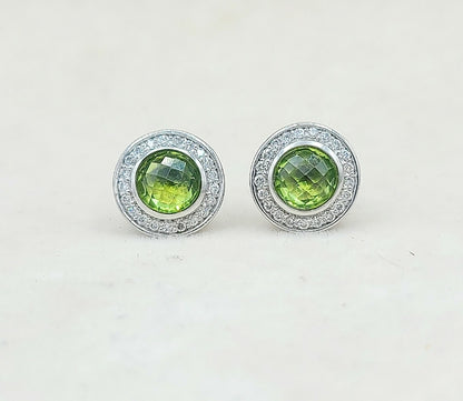 David Yurman Cerise Earrings With Peridot And Diamonds