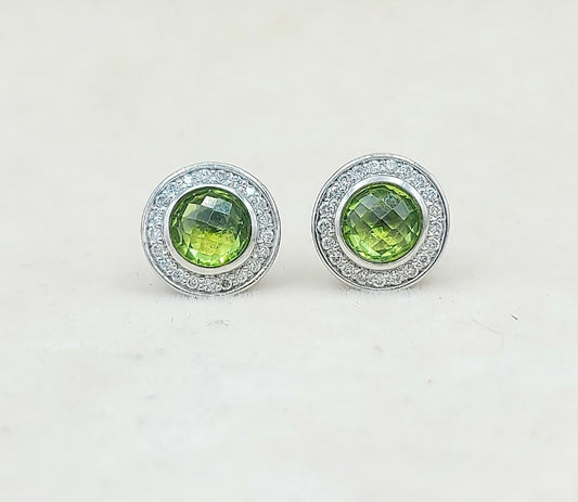 David Yurman Cerise Earrings With Peridot And Diamonds