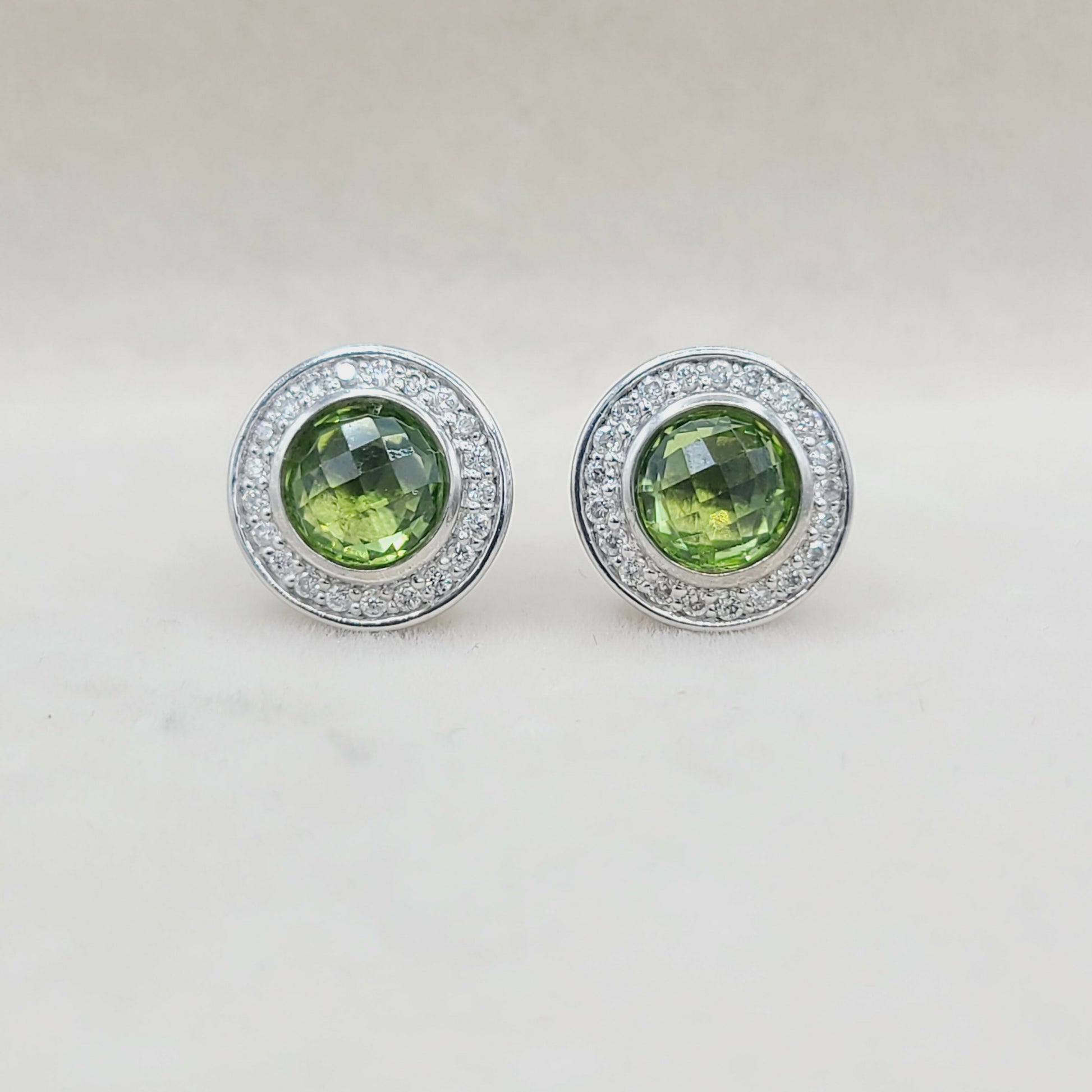 David Yurman Cerise Earrings With Peridot And Diamonds