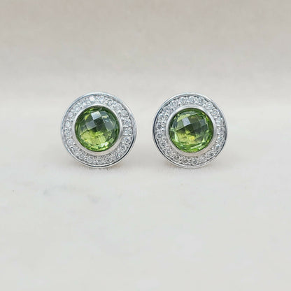 David Yurman Cerise Earrings With Peridot And Diamonds
