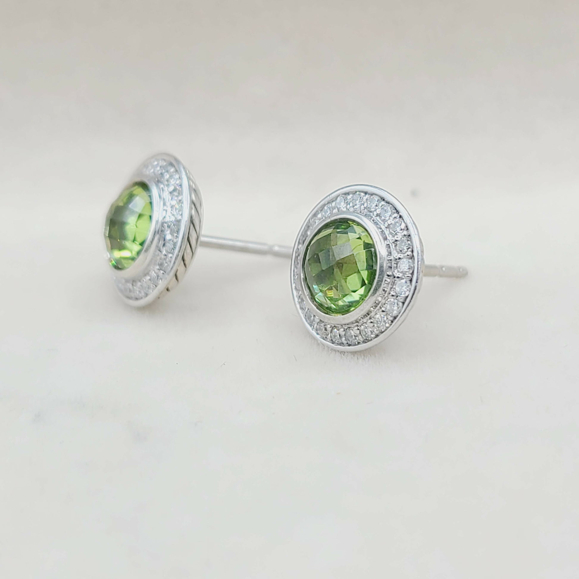 David Yurman Cerise Earrings With Peridot And Diamonds