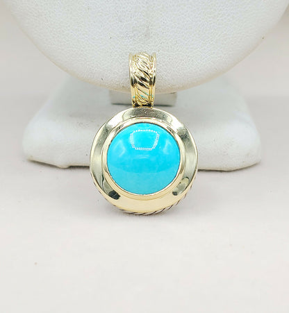 David Yurman Cerise Pendant Enhancer With 14mm Turquoise And Gold