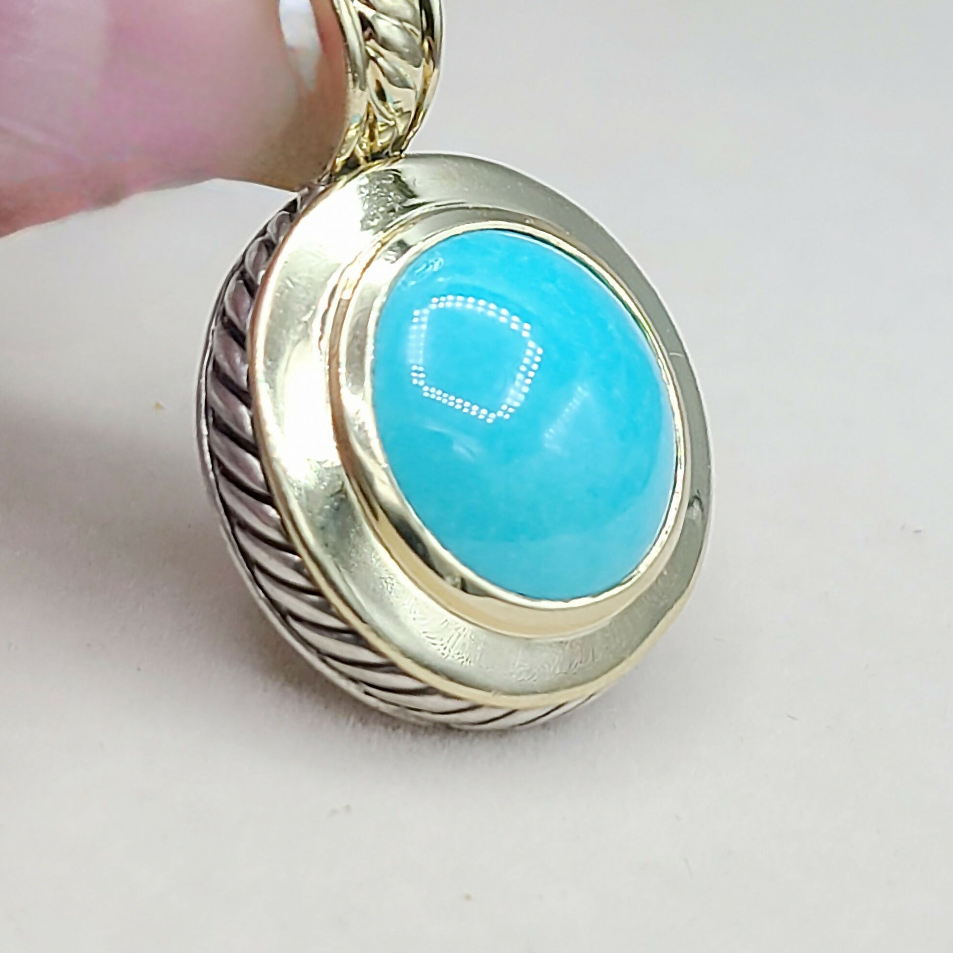 David Yurman Cerise Pendant Enhancer With 14mm Turquoise And Gold