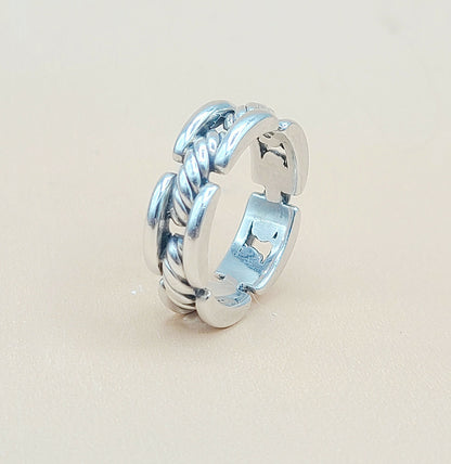 David Yurman Chairman Link Band Ring Silver | Certified Pre-Owned  AYW Luxury #