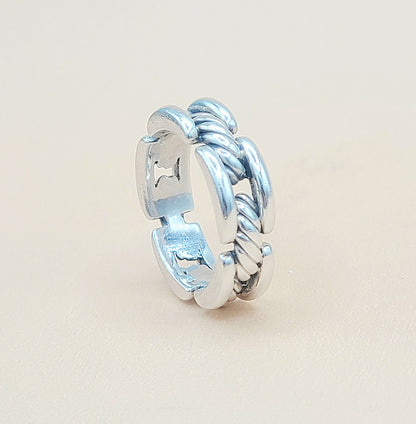 David Yurman Chairman Link Band Ring Silver | Certified Pre-Owned  AYW Luxury #