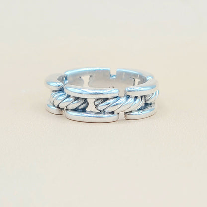 David Yurman Chairman Link Band Ring Silver | Certified Pre-Owned  AYW Luxury #