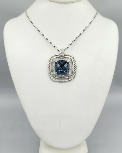 David Yurman Chatelaine Pavé Bezel Pendant Enhancer With Hampton Blue Topaz And Diamonds