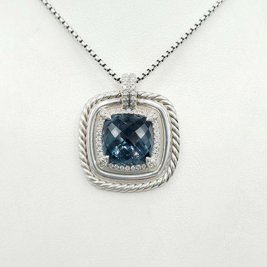 David Yurman Chatelaine Pavé Bezel Pendant Enhancer With Hampton Blue Topaz And Diamonds