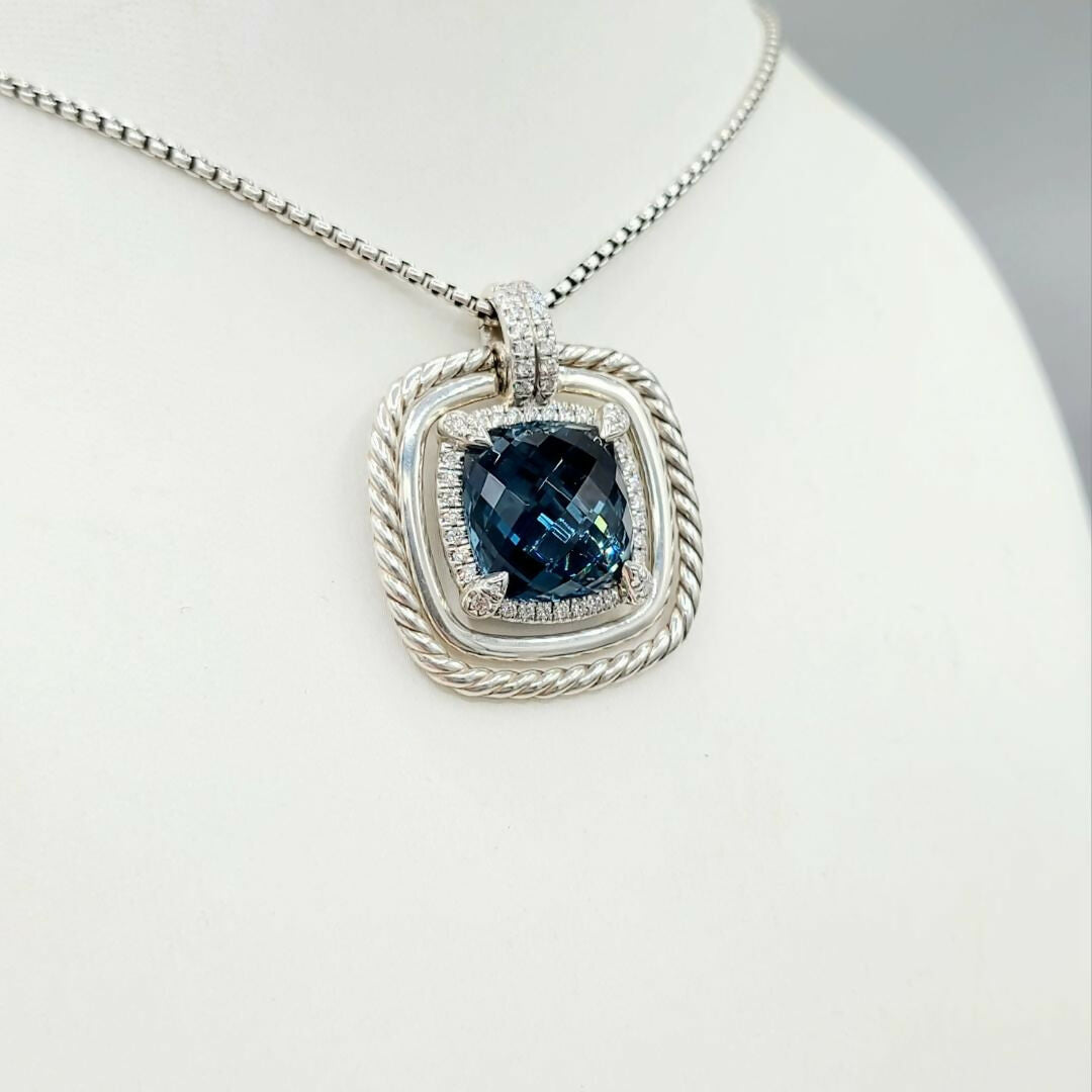 David Yurman Chatelaine Pavé Bezel Pendant Enhancer With Hampton Blue Topaz And Diamonds