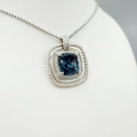 David Yurman Chatelaine Pavé Bezel Pendant Enhancer With Hampton Blue Topaz And Diamonds
