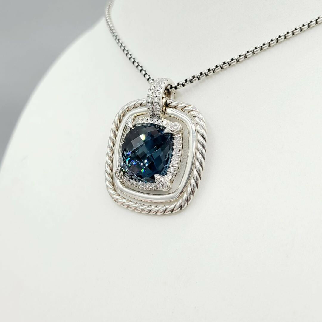 David Yurman Chatelaine Pavé Bezel Pendant Enhancer With Hampton Blue Topaz And Diamonds