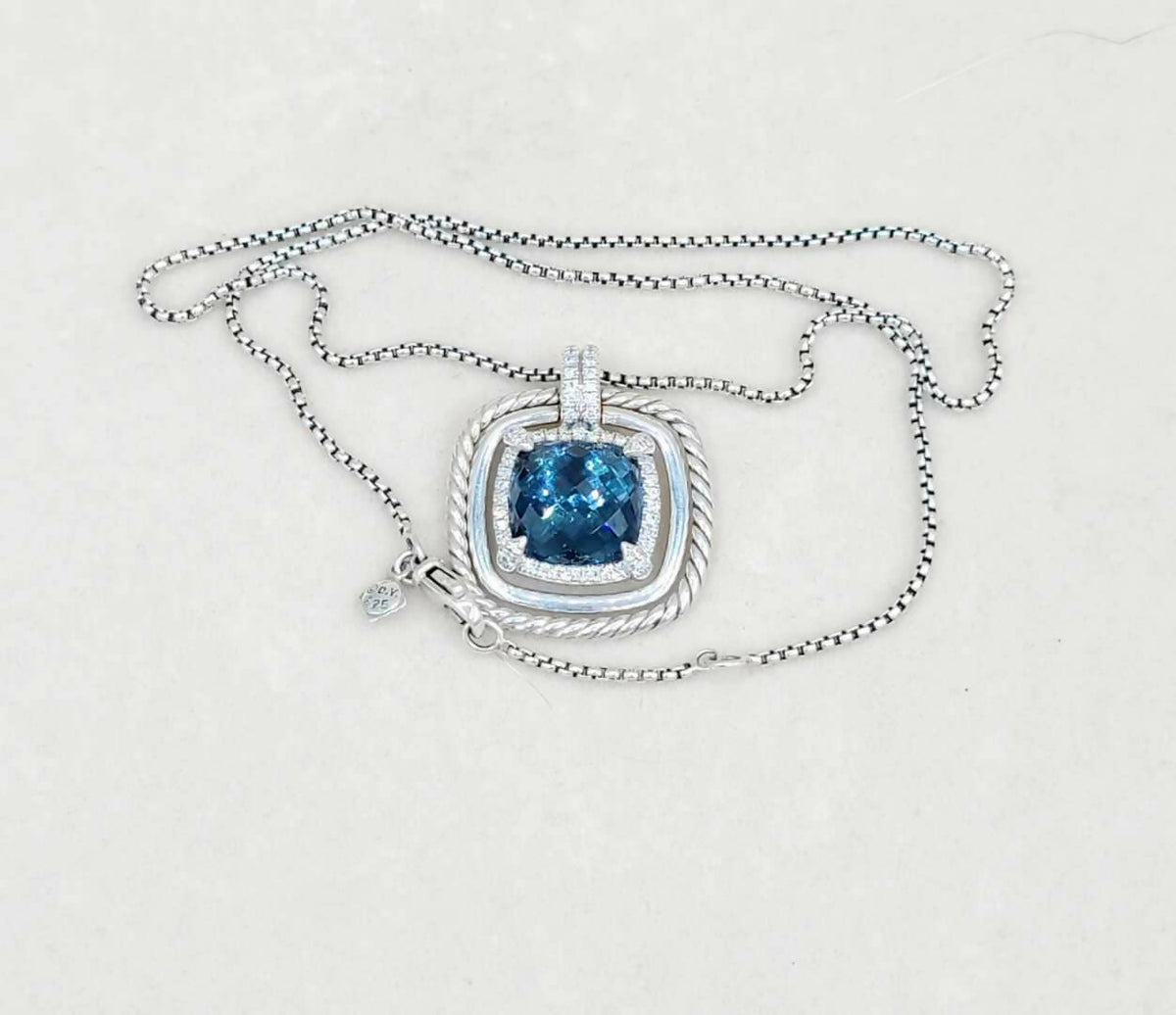 David Yurman Chatelaine Pavé Bezel Pendant Enhancer With Hampton Blue Topaz And Diamonds