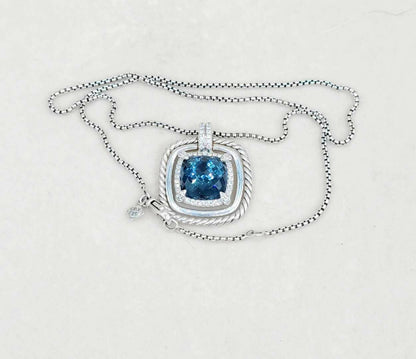David Yurman Chatelaine Pavé Bezel Pendant Enhancer With Hampton Blue Topaz And Diamonds