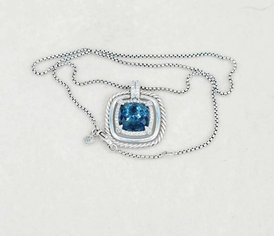 David Yurman Chatelaine Pavé Bezel Pendant Enhancer With Hampton Blue Topaz And Diamonds