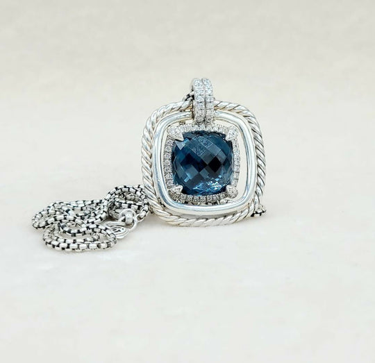 David Yurman Chatelaine Pavé Bezel Pendant Enhancer With Hampton Blue Topaz And Diamonds