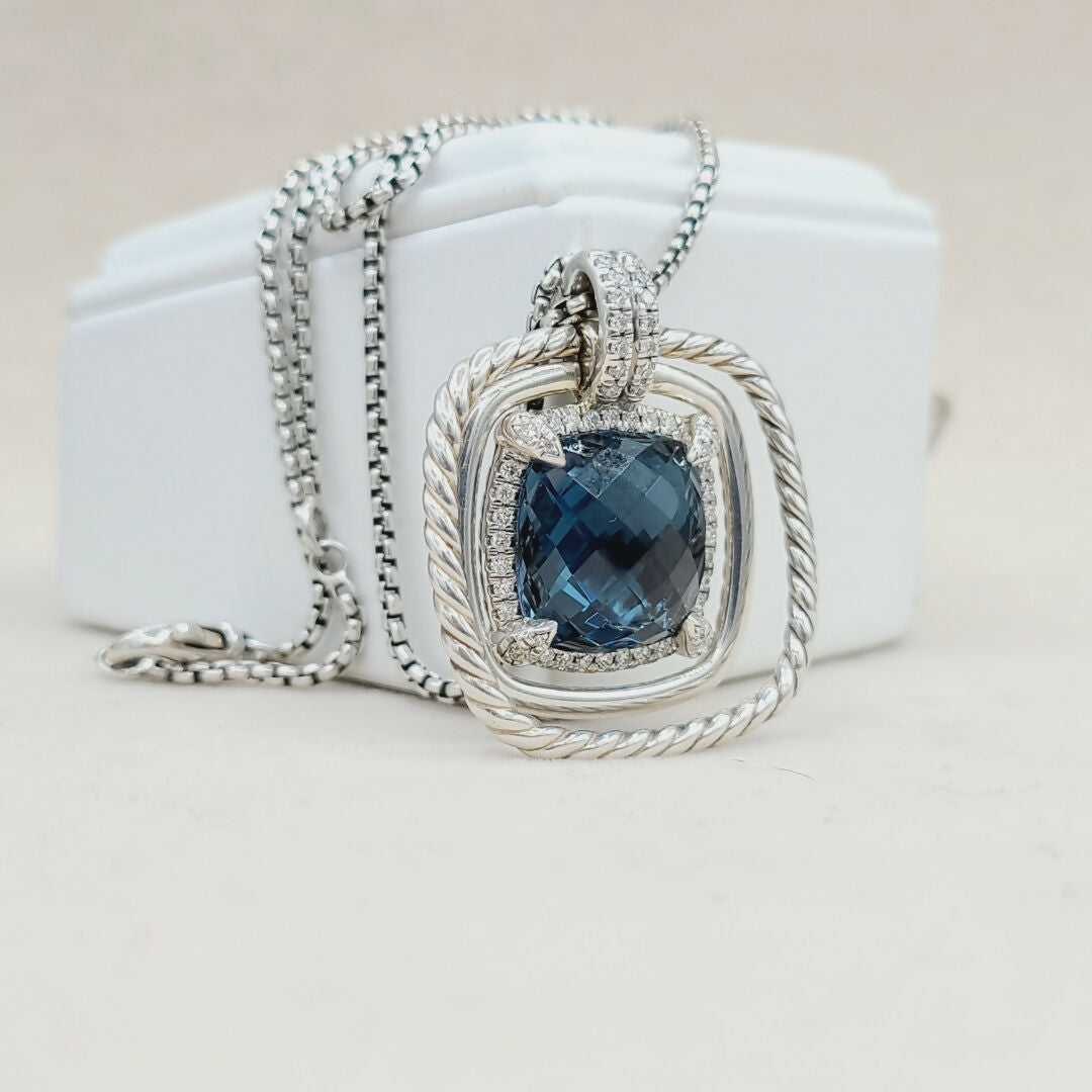 David Yurman Chatelaine Pavé Bezel Pendant Enhancer With Hampton Blue Topaz And Diamonds