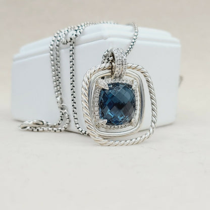 David Yurman Chatelaine Pavé Bezel Pendant Enhancer With Hampton Blue Topaz And Diamonds