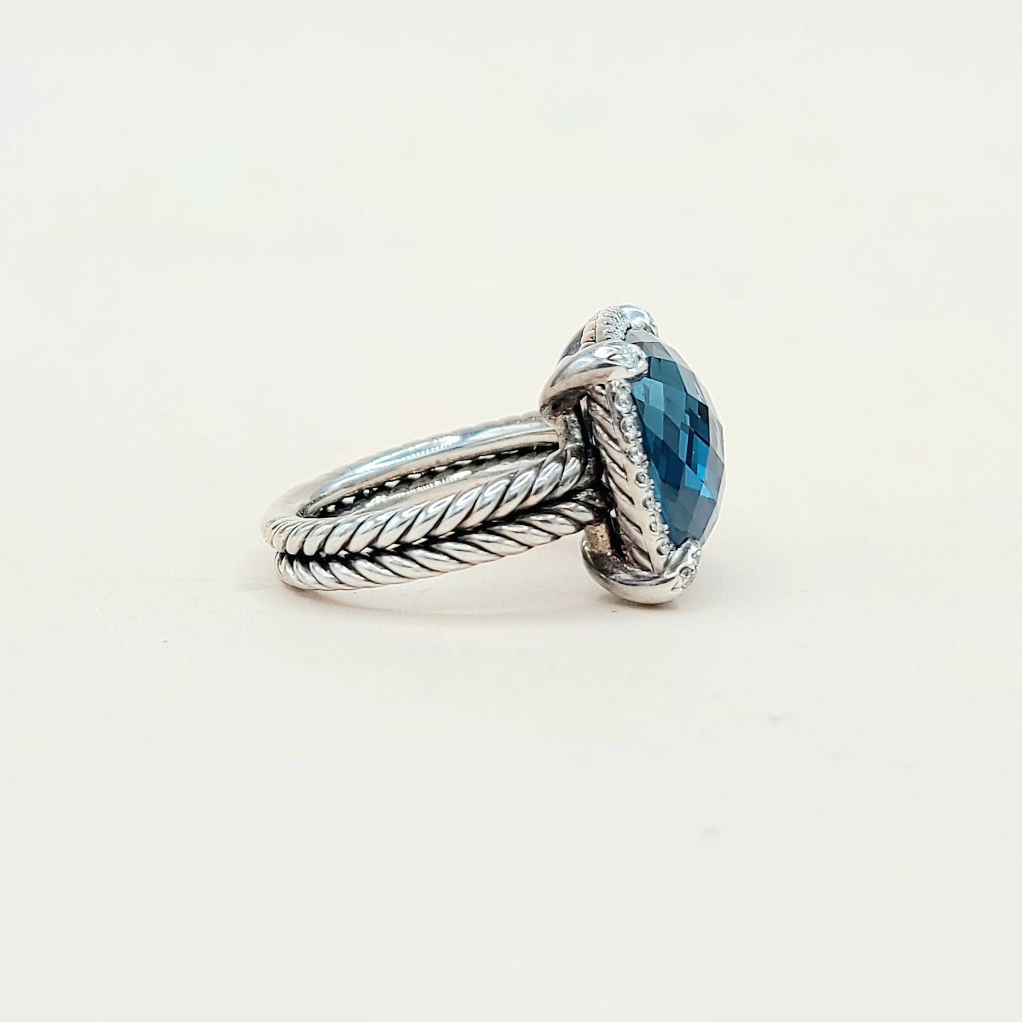 David Yurman Chatelaine Pave Bezel Ring With Hampton Blue Topaz And Diamonds
