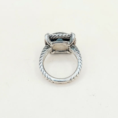David Yurman Chatelaine Pave Bezel Ring With Hampton Blue Topaz And Diamonds