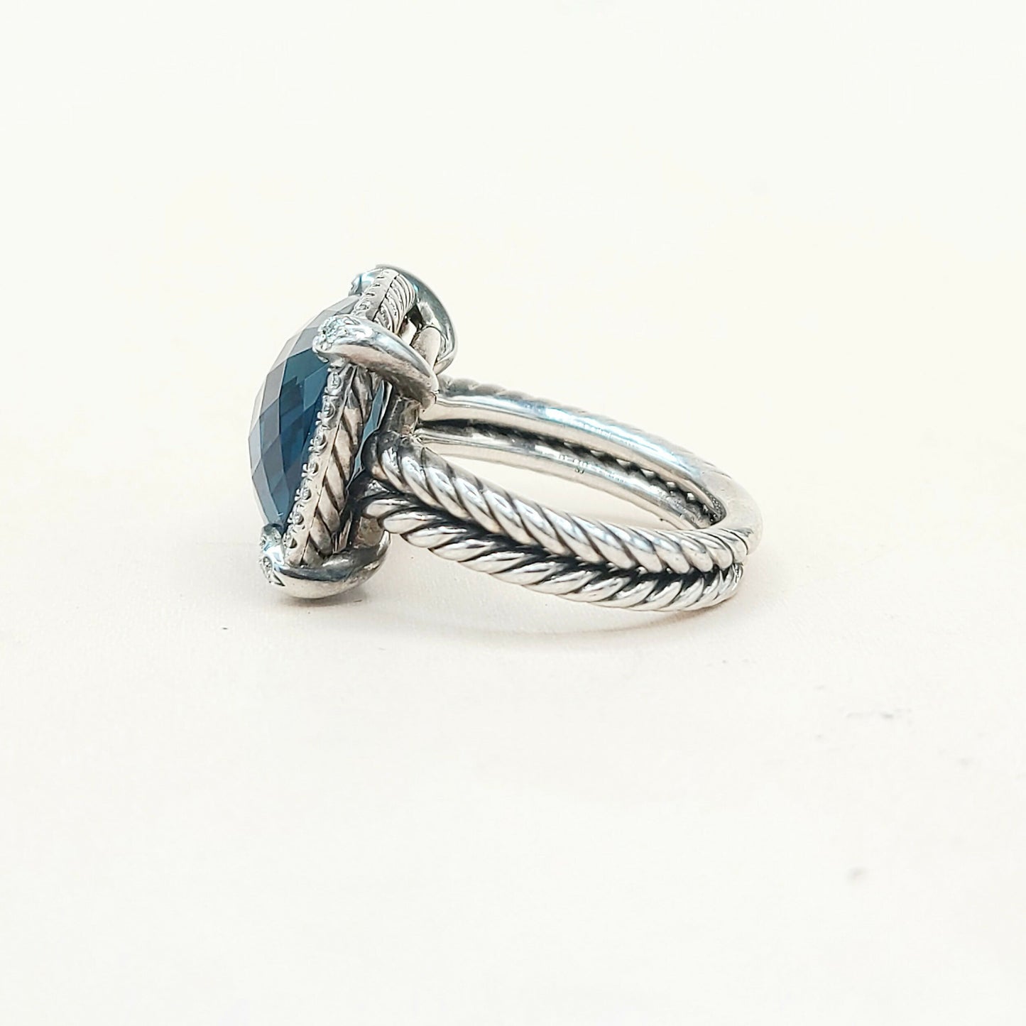 David Yurman Chatelaine Pave Bezel Ring With Hampton Blue Topaz And Diamonds