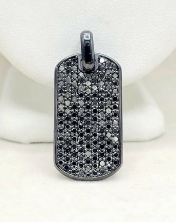David Yurman Chevron Tag In Black Titanium With SS And Black Diamonds, 35mm