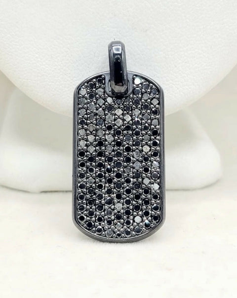 David Yurman Chevron Tag In Black Titanium With SS And Black Diamonds, 35mm